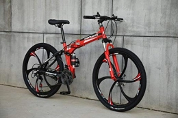 CDFC Folding Mountain Bike Foldable Sports / Mountain Bike 24 / 26 Inches 6 Cutter Wheel, Red, 21stage_shift, 26inches