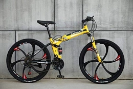 CDFC Folding Mountain Bike Foldable Sports / Mountain Bike 24 / 26 Inches 6 Cutter Wheel, Yellow, 27stage_shift, 26inches