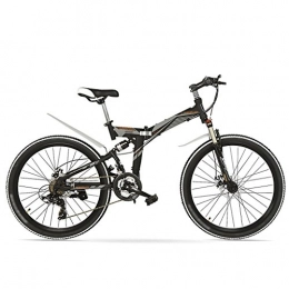 Folding bicycle 24/26 inch mountain bike can lock shock speed bike ( Color : Black gray , Size : 26 inches )