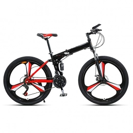 Bewinch Bike Folding Bike 24 / 27 Speed Mountain Bike 24 Inches 3-Spoke Wheels MTB Dual Suspension Bicycle Adult Student Outdoors Sport Cycling, Red, 24 speed