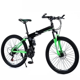 Bewinch Folding Mountain Bike Folding Bike 24 / 27 Speed Mountain Bike 24 Inches Wheels MTB Dual Suspension Bicycle Adult Student Outdoors Sport Cycling, Green, 24 speed