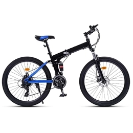 Bewinch Folding Mountain Bike Folding Bike 24 / 27 Speed Mountain Bike 26 Inches Wheels MTB Dual Suspension Bicycle Adult Student Outdoors Sport Cycling, Blue, 24 speed
