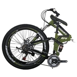 Folding Mountain Bike Folding Bike, 26 Inch mountain bike, Comfortable Lightweight, 21 Speed bike, Disc Brakes Suitable For 5'2" To 6' Unisex Fold Foldable Unisex's (Army Green)
