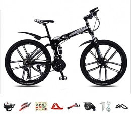 ASEDF Bike Folding Bike, 26"Sport and Expert Adult Mountain Bike, 27 / 30 Speed Mountain Bicycle Dual Disc Brake Bicycle, High-carbon Steel Frame, Hydraulic Disc Brakes black-30 Speed