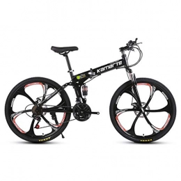 DOS Folding Mountain Bike Folding Bike 27 Speed Mountain Bike 26 Inches Wheels Dual Suspension Folding Bike, Black