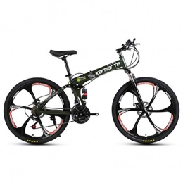 DOS Bike Folding Bike 27 Speed Mountain Bike 26 Inches Wheels Dual Suspension Folding Bike, Green