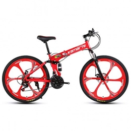 DOS Bike Folding Bike 27 Speed Mountain Bike 26 Inches Wheels Dual Suspension Folding Bike, Red