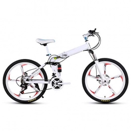 DOS Folding Mountain Bike Folding Bike 27 Speed Mountain Bike 26 Inches Wheels Dual Suspension Folding Bike, White