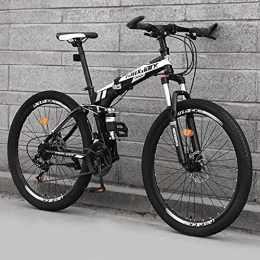 KaO0YaN Folding Mountain Bike Folding Bikes, High-Carbon Steel Frame For Adult Variable-Speted Mountain Bike Road Bikes, Mens / Womens Light Bikes And Youth Road Racing, 26-Inch Wheels-Spoke Wheel Black And White_27 Speed