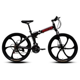 SABUNU Folding Mountain Bike Folding Men's Mountain Bike 26 In Wheel Disc Brake Mountain Bicycle 21 / 24 / 27 Speeds With Carbon Steel Frame Suitable For Men And Women Cycling Enthusiasts(Size:24 Speed, Color:black)