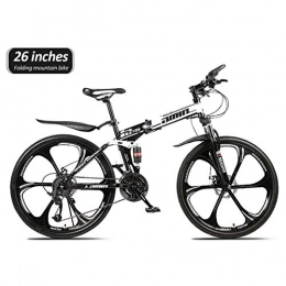 LLLOE Folding Mountain Bike Folding Mountain Bicycle 24 / 26in Outdoor Bike 21 / 24 / 27 / 30 Speed Anti-Slip Bicycles for Adult Sports Male and Female Commuter Full Suspension MTB Bikes