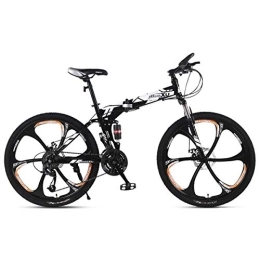 WEHOLY Bike Folding Mountain Bike 21 / 24 / 27 Speed Steel Frame 24 Inches 3-Spoke Wheels Suspension Folding Bike, 1, 27speed