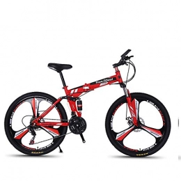 W&TT Folding Mountain Bike Folding Mountain Bike 21 / 24 / 27 Speeds Disc Brake Off-road Bike 26 Inch Adults Magnesium Alloy Wheel Bicycles with Double Shock Absorber, Red2, 21S