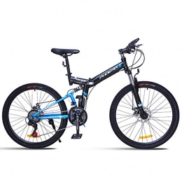 Hxx Bike Folding Mountain Bike, 24" Double Disc Brake High Carbon Steel Bicycle Suspension 24 Speed Unisex Variable Speed Mountain Bike Is Fast And Easy To Carry, A