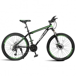 Hxx Folding Mountain Bike Folding Mountain Bike, 24" Double Disc Brake High Carbon Steel Frame Cross Country Bicycle 24 Speed Unisex Shock Absorber Bicycle Slip Wear Tire, Green