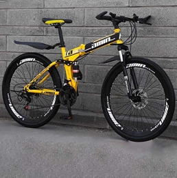 WYZQ Bike Folding Mountain Bike, 24 Inches Anti-Slip Wheels, Dual Disc Brake Bicycle, Thickened High Carbon Steel Frame, Unisex, Commuter City Caravan Bike, C1, 21 speed