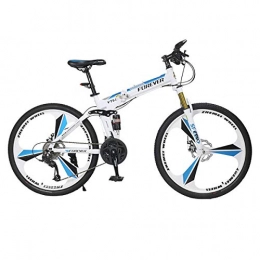 NZ-Children's bicycles Bike Folding Mountain Bike, 24 Speed Gear Citybike Commuter Bike, 26" 3-Spoke Wheels Dual Suspension Bicycles, 24Speed