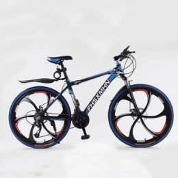 Hxx Folding Mountain Bike Folding Mountain Bike, 24" Unisex Variable Speed Shock Absorber Bicycle 21 Speed Double Disc Brake High Carbon Steel Material Bicycle with Non Slip Feet, Blackblue