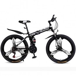 Hxx Folding Mountain Bike Folding Mountain Bike, 26" Double Suspension High Carbon Steel Frame Bicycle 24 Speed Unisex Front And Rear Mechanical Disc Brakes for Mountain Biking, Black