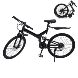Folding Mountain Bike - 26 Inch 21 Speed Full Suspension Adult Folding Mountain Bike Double-Disc Brake MTB Bike 150KG Max Load Height Adjustable 21 Speed Mens and Womens Foldable Mountain Bicycle