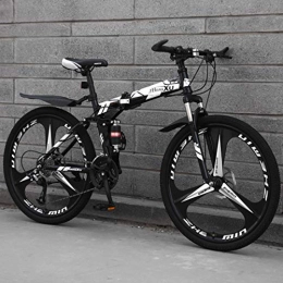 WYZQ Bike Folding Mountain Bike, 26-Inch 3-Spoke Wheel Off-Road Bicycle, Road Racing, High Carbon Steel Frame, Double Disc Brake, Hard Tail Frame, PC Pedal, Black, 24 speed