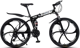 DPCXZ Folding Mountain Bike Folding Mountain Bike 26 Inches, 21-Speed High Carbon Steel Frame, Dual Disc Brakes Folding Bikes for Adults, Anti-Slip Shock-Absorbing Mountain Bike, for Men Women Black, 26 inches