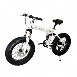 Hxx Folding Mountain Bike Folding Mountain Bike, 26" Line Pull Disc Brake High Carbon Steel Frame Bicycle 21 Speed Variable Speed Heavy Tires for Men And Women, White