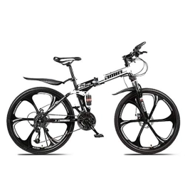 WEHOLY Folding Mountain Bike Folding Mountain Bike 30 Speed Steel Frame 26 Inches 3-Spoke Wheels Dual Suspension Folding Bike, 13, 24speeds
