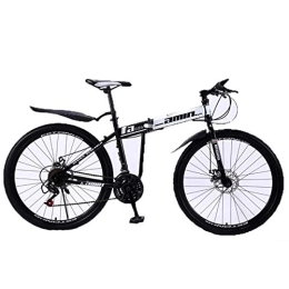 WEHOLY Bike Folding Mountain Bike 30 Speed Steel Frame 26 Inches 3-Spoke Wheels Dual Suspension Folding Bike, 6, 27speeds