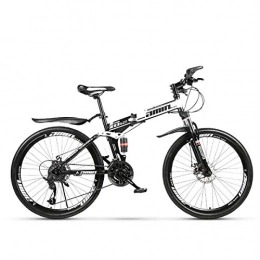 TTW Folding Mountain Bike Folding Mountain Bike Adults 21 / 24 / 27 / 30 Speeds Off-road Bicycle 24 / 26 Inch High Carbon Soft Tail Bike with Dual Disc Brakes and Shock Absorber, Black, 26 Inch 21S