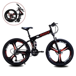 FCHJJ Folding Mountain Bike Folding Mountain Bike Bicycle 24in / 26in Mtb Bicycle with 6 Cutter Wheel 21 / 24 / 27 Variable Speed Double Shock Absorption Foldable Frame Man Woman General Purpose