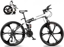 klt Bike Folding Mountain Bike Bicycle for Men Women 27-speed MTB Bike for Adults Student 26-Inch Folding Travel Outdoor Bike Lightweight Folding Bicycle Double Damping Fold up City Bike Fat Tire-Black