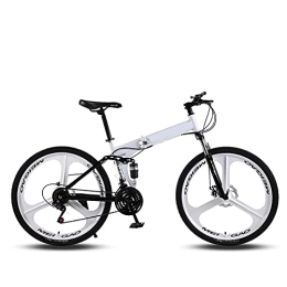 ASPZQ Bike Folding Mountain Bike, Comfortable Mobile Portable Compact Lightweight Dual Disc Brake Folding Bike Adult Student Lightweight Bike, White, 24 inches