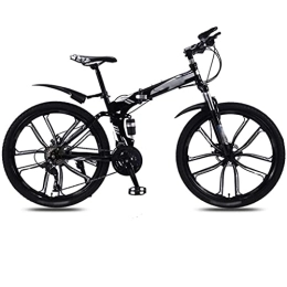 Mrzyzy Folding Mountain Bike Folding Mountain Bike for Adults, 30-Speed Mountain Bike - 26 '' Foldable Adult Bicycle - Folding Mountain Bike - Double Disc BrakesBrakes - Bike for Men and Women (Color : Black, Size : 30 SPEED)