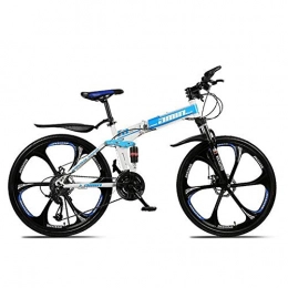 CHJ Bike Folding Mountain Bike for Men And Women, High Carbon Steel Double Suspension, PVC Pedals And Rubber Grips, 26 Inches, A1, 30 speed