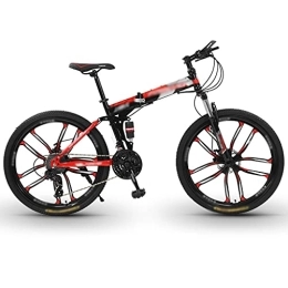 Aoyo Folding Mountain Bike Folding Mountain Bike, Male Adult Variable Speed Portable Lightweight Bicycle Double Shock Off-road Racing(Color:21-speed 24-inch-ten cutter wheel D1)