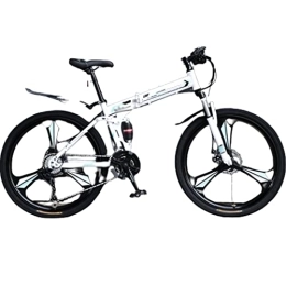 MIJIE Folding Mountain Bike Folding Mountain Bike - Men's Variable-Speed Bike for Teens, Girls, and Adults - 26" / 27.5" Wheels - 24 / 27 / 30 Speeds - Off-Road - Light and Foldable (white 26inch)