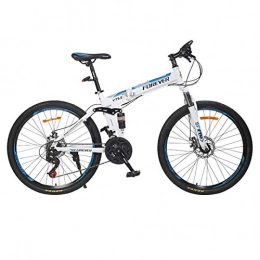 WZB Bike Folding Mountain Bike, Shimano 24 Speed Gear Citybike Commuter Bike, 26" 3-Spoke Wheels Dual Suspension Bicycles, 1, 24Speed