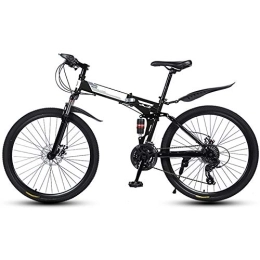 Ouumeis Folding Mountain Bike Folding Mountain Bikes 26 Inch 30 Cutter Wheels Men Women General Purpose All Terrain Adult Quick Foldable Bicycle High Carbon Steel Frame Variable Speed Double Shock Absorption, Black, 21 Speed