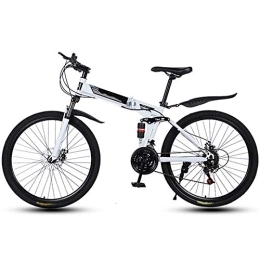 Ouumeis Folding Mountain Bike Folding Mountain Bikes 26 Inch 30 Cutter Wheels Men Women General Purpose All Terrain Adult Quick Foldable Bicycle High Carbon Steel Frame Variable Speed Double Shock Absorption, White, 24 Speed