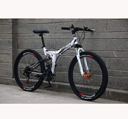 WJSW Folding Mountain Bike Folding Mountain Bikes for Men Women Adults, High Carbon Steel Frame Full Suspension MBT Bikes with MAQISI Tire / PVC And Aluminum Alloy Pedals
