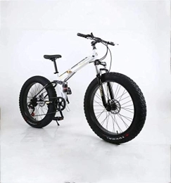 WJSW Folding Mountain Bike FoldingFat Tire Mens Mountain Bike, 17-Inch Double Disc Brake / High-Carbon Steel Frame Bikes, 7-27 Speed, 26 inch Wheels, Off-Road Beach Snowmobile Bicycle