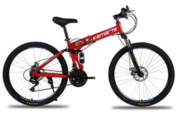 FOYUAN Folding Mountain Bike 24/26 Inch Adult Variable Speed MTB Men Women Students Bicycle,Red-24inch/24speed