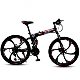 FuLov Bike FuLov Full Suspension Mountain Bike, 20 / 24 / 26Inch MTB, Folding Bikes for Adults, High-Carbon Steel Hardtail Mountain Bike for Men And Women, Red, 20inch 21speed