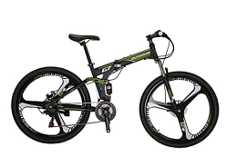 EUROBIKE Folding Mountain Bike G7 Folding Bike 21 Speed 27.5 Inches Dual Suspension Spoke K Wheel Mountain Bike for Mens / Womens (K-GREEN)