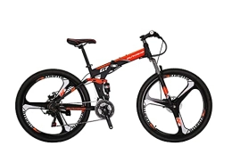 EUROBIKE Bike G7 Folding Bike 21 Speed 27.5 Inches Dual Suspension Spoke K Wheel Mountain Bike for Mens / Womens (K-ORANGE)