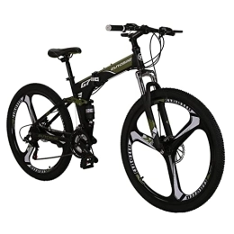 EUROBIKE Bike G7 Mountain Bike 21 Speed Steel Frame 27.5 Inches Wheel Dual Suspension Folding Bike (Armygreen / 3 Spoke)