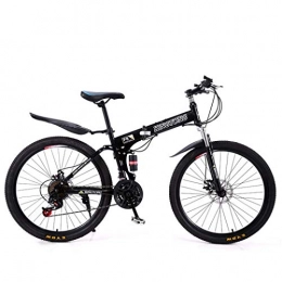 GAOLIQIN Bike GAOLIQIN Mountain Bike Folding Bikes, 24-Speed Double Disc Brake Full Suspension Anti-Slip, Lightweight Aluminum Frame, Suspension Fork, Multiple Colors-24 Inch / 26 Inch, Black1, 26 inch