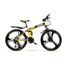 GAOXQ Folding Mountain Bike GAOXQ Mountain-Bicycles High Timber Mountain Bike，Variable Speed Road Race，26 In Wheels With Suspension Fork and Foldable，Multicolor Yellow black-21 speed
