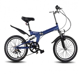 Gaoyanhang Bike Gaoyanhang Folding mountain bike Double brakes front and rear, 20inch widened wheels 6 variable speed bicycle (Color : Blue)